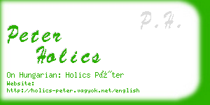 peter holics business card